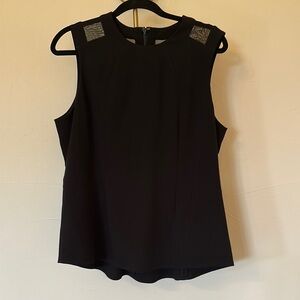 Nic+Zoe Black Sleeveless Mesh-Accent Women's Top